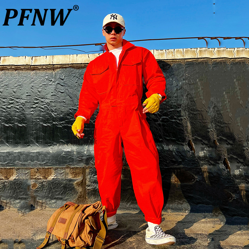 Мужской Хлопковый комбинезон PFNW, однотонный прямой повседневный комбинезон в стиле сафари, модель 28A1531 на весну и осень