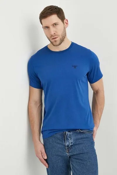Хлопковая футболка Barbour, синий