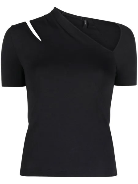 Helmut Lang топ с короткими рукавами и вырезом, черный