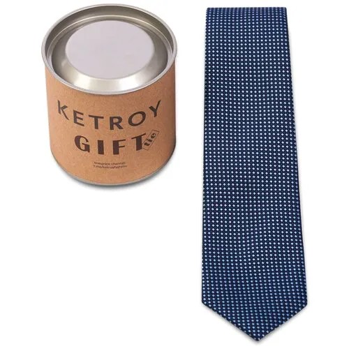 Мужской галстук KETROY тёмно-синий/голубой в подарочной упаковке