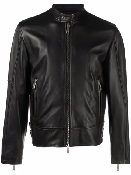Dsquared2 кожаная куртка на молнии, черный