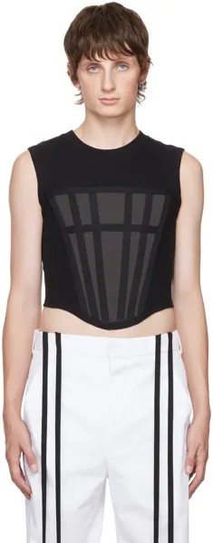 Черная корсетная майка в рубчик Dion Lee