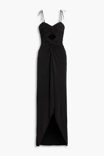 Платье макси Harlin из перекрученного эластичного джерси с вырезом CINQ À SEPT, черный