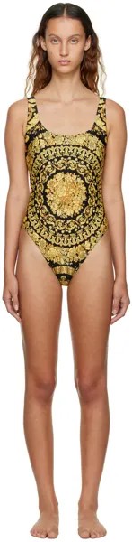 Черный слитный купальник Barocco Versace Underwear