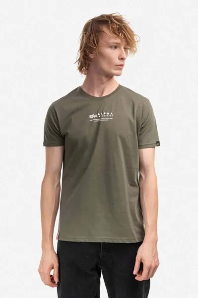 Хлопковая футболка Alpha Industries, зеленый