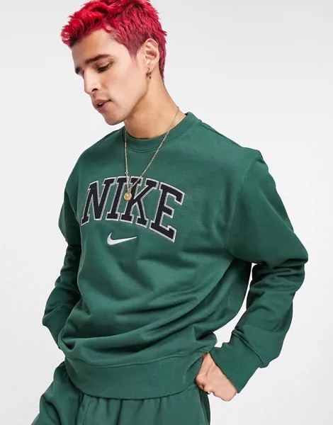 Зеленый свитшот из плотного трикотажа с логотипом Nike Retro-Зеленый цвет