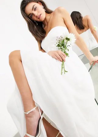 Свадебное платье-бандо со складками ASOS EDITION Lyra-Белый