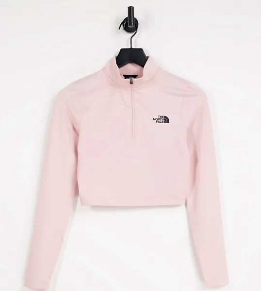 Розовый укороченный лонгслив с молнией длиной 1/4 The North Face – эксклюзивно для ASOS-Розовый цвет