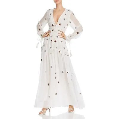 Женское белое повседневное длинное платье-рубашка на пуговицах в стиле рококо песочного цвета M BHFO 9154