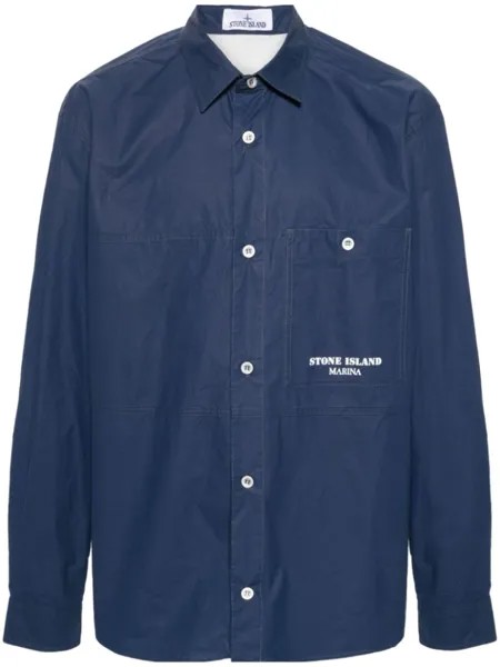 Stone Island куртка-рубашка с полосками, синий