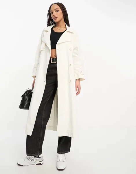 Stradivarius – высококачественный тренч оверсайз цвета экрю