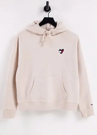Бежевый худи с логотипом-флагом в форме сердца Tommy Jeans-Светло-бежевый цвет
