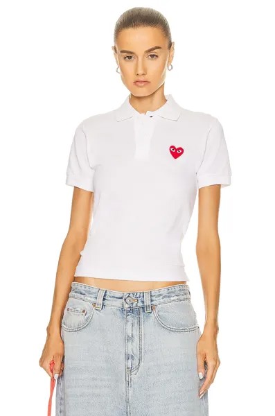Поло Comme des Garçons Cotton With Red Emblem, белый