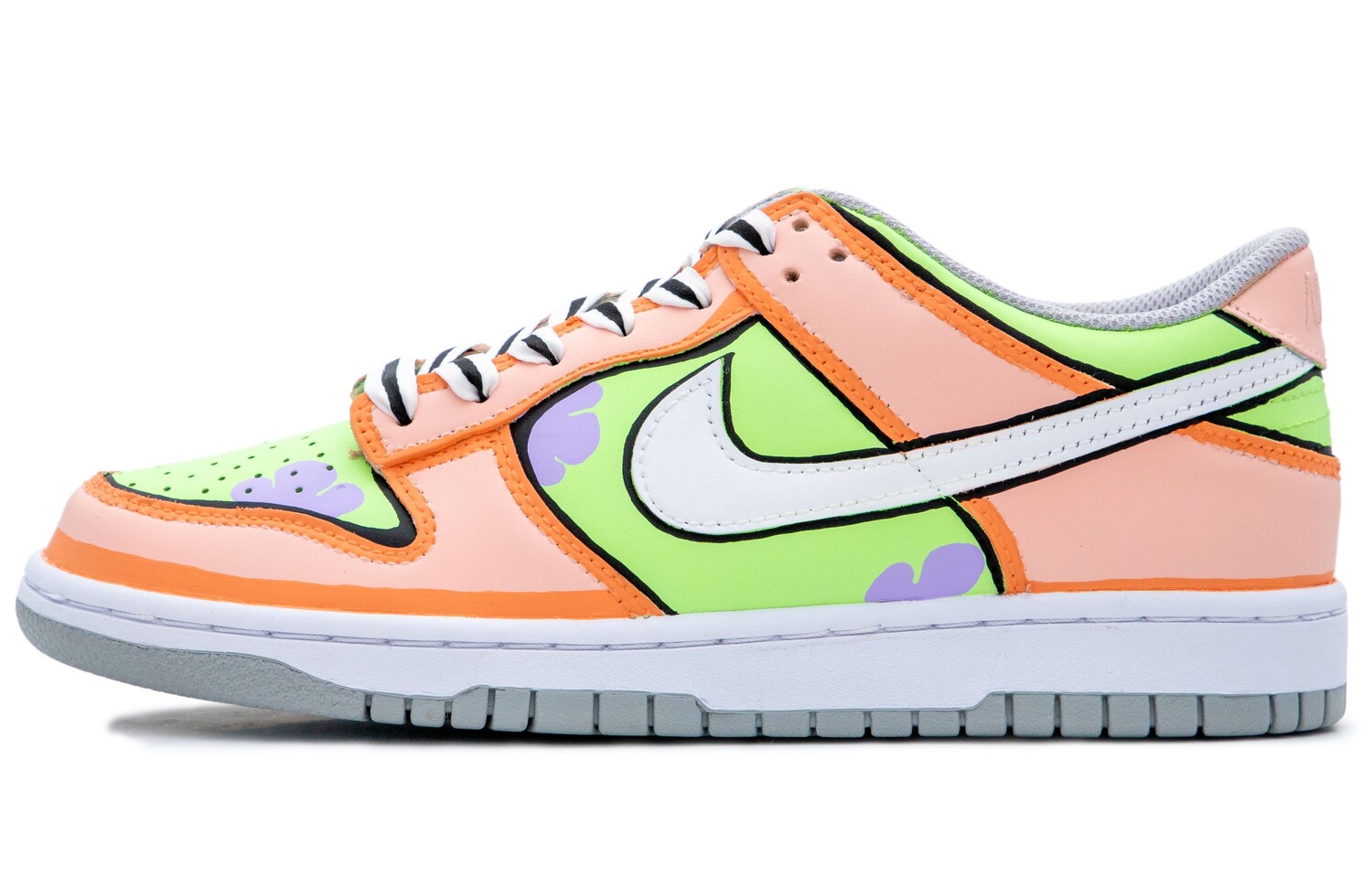 Кроссовки Nike Dunk Skateboarding Shoes Women's Low-top Pink/Green/Orange, зеленый