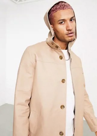 Светло-бежевый водонепроницаемый тренч с капюшоном ASOS DESIGN-Neutral