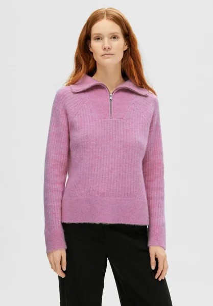 Вязаный свитер HALF-ZIP Selected Femme, цвет moonlite mauve