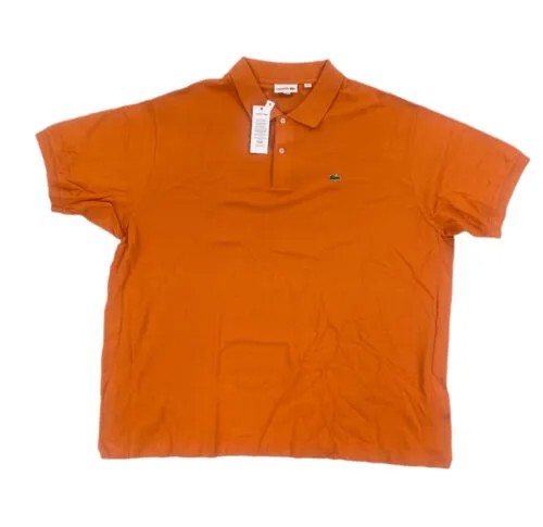НОВИНКА Lacoste Big - Tall Мужская хлопковая рубашка-поло с короткими рукавами из пике оранжевая PH221B