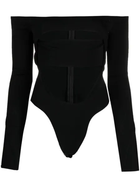 Mugler боди с открытыми плечами, черный