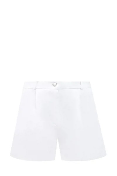 Белые джинсовые шорты на высокой посадке с заложенными складками