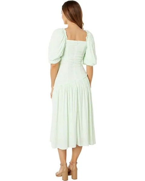 Платье MOON RIVER Puff Sleeve Midi Dress, цвет Sage