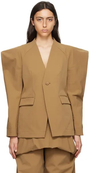 Коричневый пиджак с балдахином ISSEY MIYAKE
