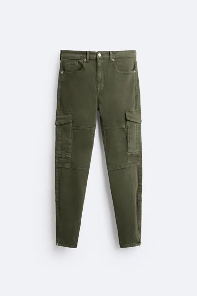 Джинсы узкого кроя ZARA, хаки