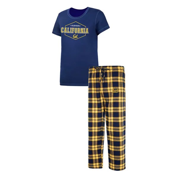 Женская спортивная футболка темно-синего/золотого цвета с логотипом Cal Bears Concepts и фланелевые брюки для сна