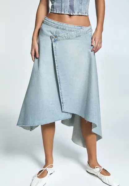 Юбка А-силуэта SARONG PULL&BEAR, цвет blue denim