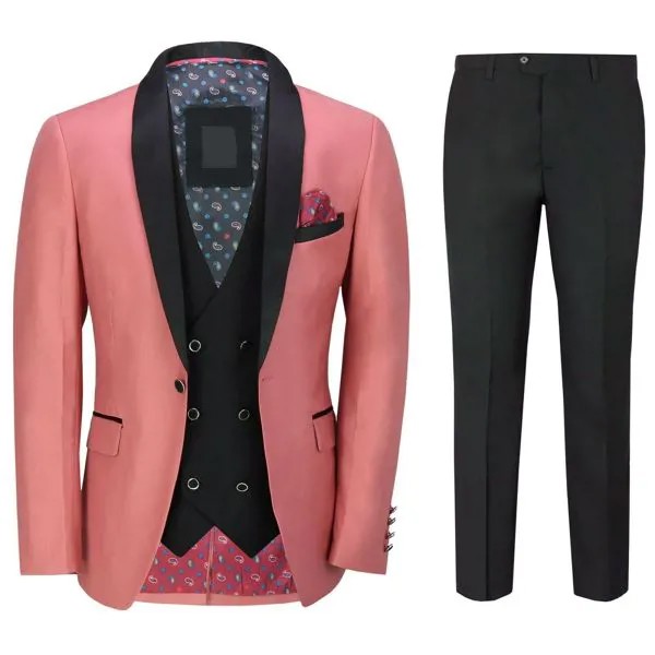 Мужские розовые костюмы, смокинг, одежда для работы, деловой, официальный, для выпускного вечера, Блейзер, жилет, брюки, 3 предмета (пиджак, брюки и жилет), мужские Индивидуальные