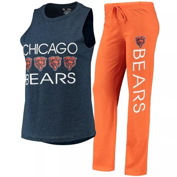 Женская спортивная оранжевая/темно-синяя майка и брюки Chicago Bears Muscle, комплект для сна для женщин Concepts
