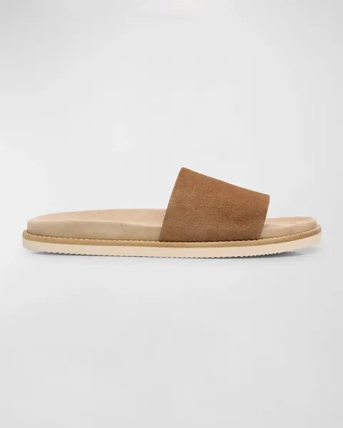 Мужские замшевые шлепанцы Brunello Cucinelli, цвет Ccq17 Brown