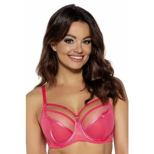 Бюстгальтер классика  Ava Lingerie, прозрачный, чашка мягкая, с глубоким вырезом, на косточках, бретели съемные, 2 шт., размер 80E, коралловый