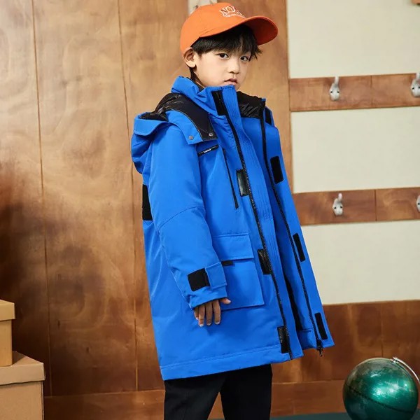 Европейская зимняя защитная одежда для детей, Модное теплое пуховое пальто для мальчиков, ветрозащитная толстая пуховая куртка для девочек