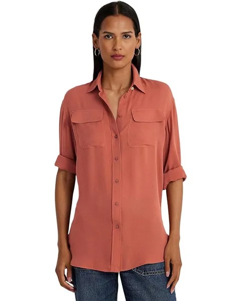 Рубашка LAUREN Ralph Lauren Crepe de Chine, цвет Pink Mahogany