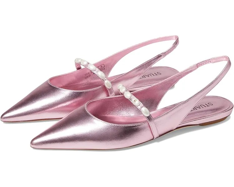 Туфли на плоской подошве Stuart Weitzman Emlia Pearlita Slingback Flat, цвет Cotton Candy