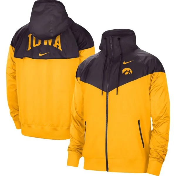 Мужская темно-серая/золотая куртка Iowa Hawkeyes Windrunner с молнией во всю длину реглан Nike