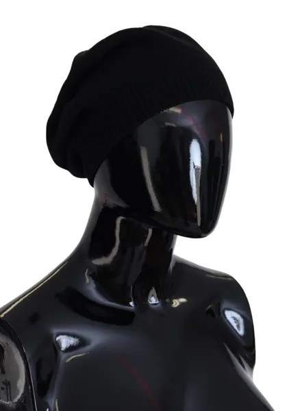 DOLCE - GABBANA Шапка Черная шерстяная вязаная зимняя женская шапка-бини, один размер 530 долларов США