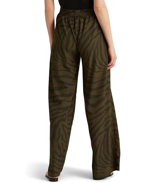 Брюки LAUREN Ralph Lauren Petite Zebra-Print Crepe Wide-Leg Pants, цвет Olive Multi