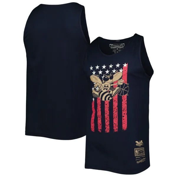 Мужская темно-синяя майка Mitchell & Ness Charlotte Hornets Hardwood Classics Americana со звездами и полосками