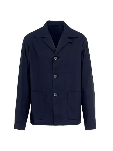 Однобортный хлопковый пиджак Prada, синий
