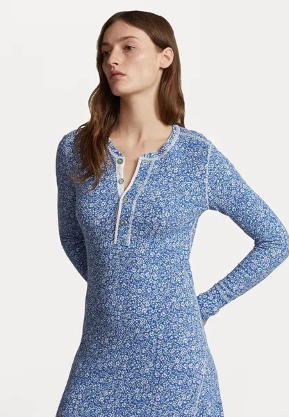 Летнее платье Ditsy Rowie Long Sleeve Day Dress Polo Ralph Lauren, цвет blue/white