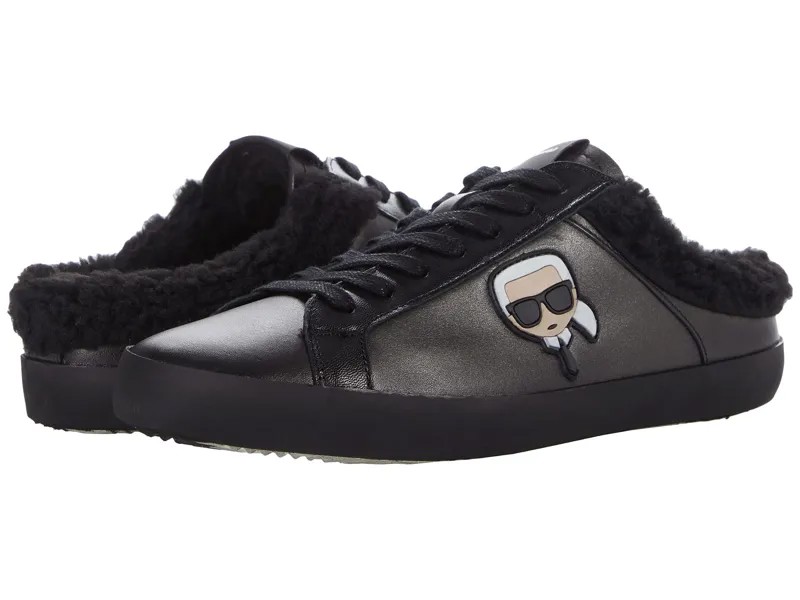 Кроссовки Karl Lagerfeld Paris, Metallic Leather Faux Fur Lined Backless Sneaker On Banded Sole