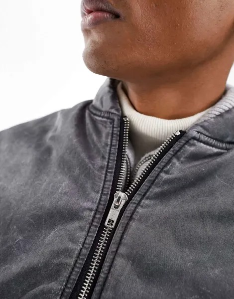 Черный бомбер в стиле оверсайз ASOS