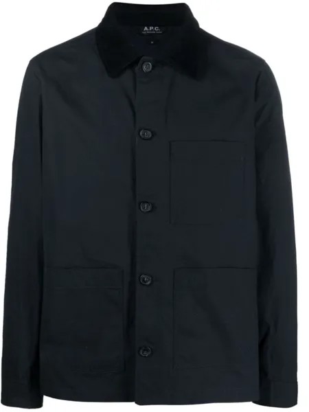 A.P.C. куртка-рубашка с вельветовым воротником, синий