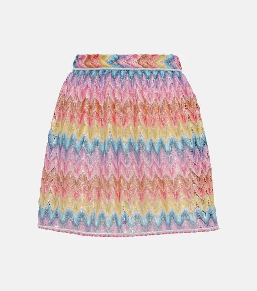 Мини-Юбка с зигзагом и пуантами Missoni, мультиколор