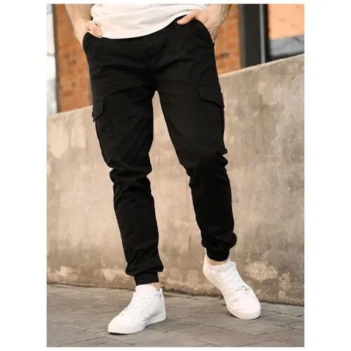 Джоггеры мужские, брюки спортивные, штаны черные, джинсы карго (42-44р)