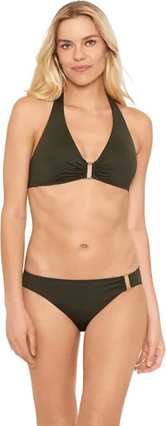 Пляжный клубный топ с бретелькой спереди и однотонным кольцом LAUREN Ralph Lauren, цвет Olive