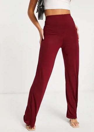 Базовые брюки винного цвета с завышенной талией и широкими штанинами Flounce London-Красный