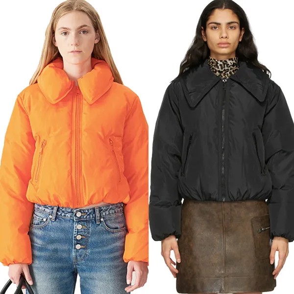 Нордическая Швеция Бесплатная доставка Instagram зимняя одежда на молнии короткие женские куртки хлопковое Стеганое пальто Повседневная Женская куртка хлопковое пальто