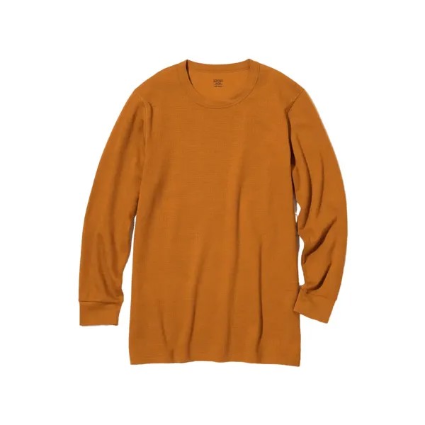 Лонгслив Uniqlo Heattech Extra Warm Cotton Waffle, оранжевый